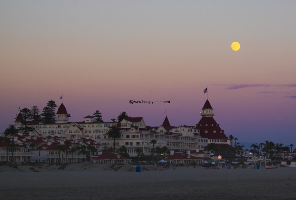 Moonrise over the Hotel Del Coronado.