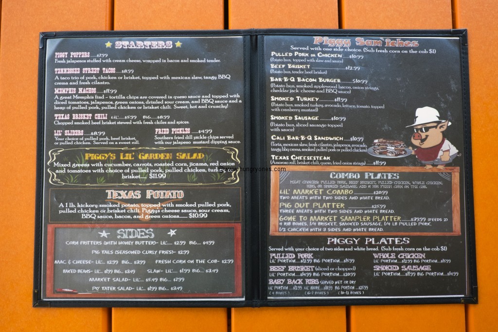 The menu.