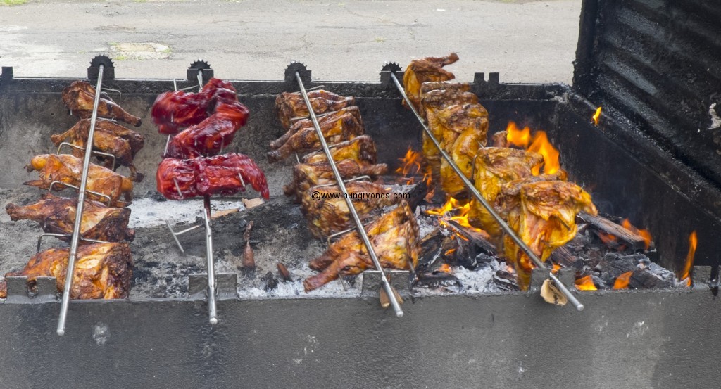 Kiawe wood broiling Mike's chicken.