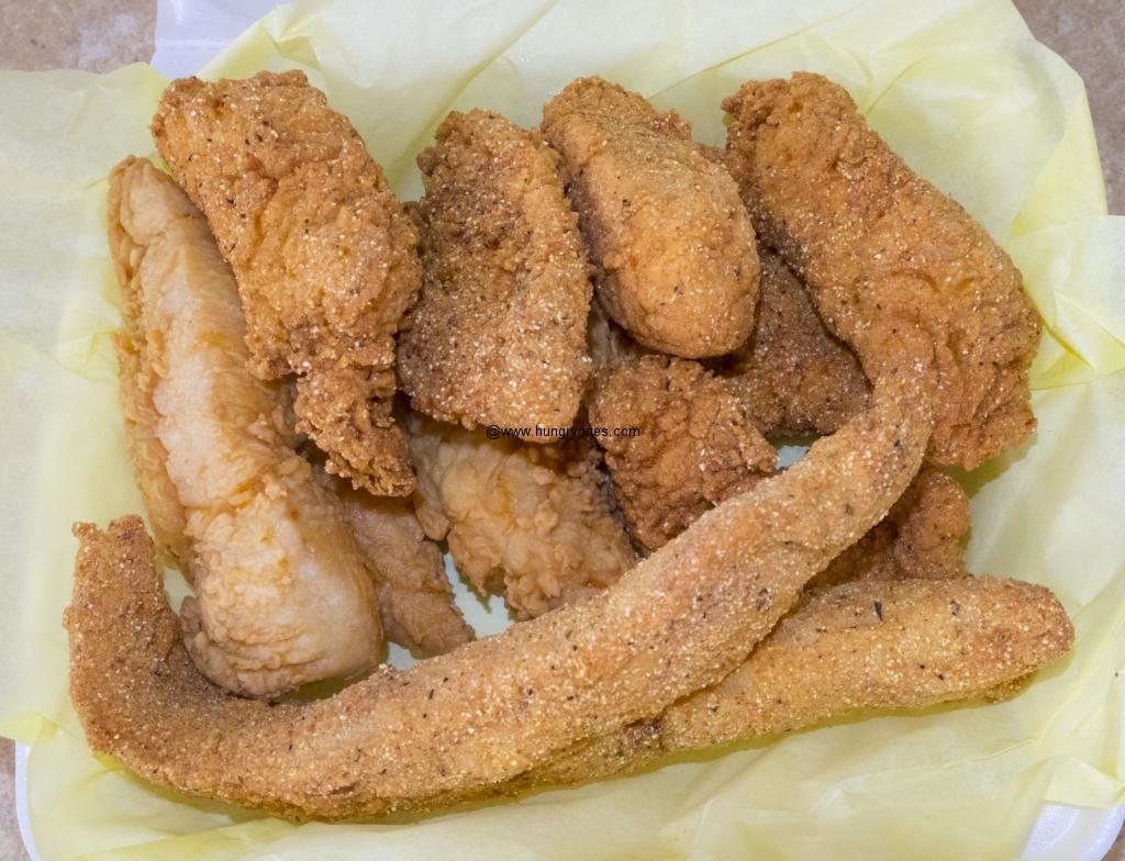 Chicken strips, catfish bites, red snapper