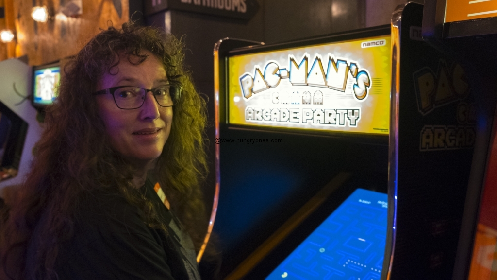 Maggie loves playing PacMan